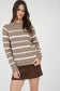 blu pepper mocha striped long sleeve knit sweater