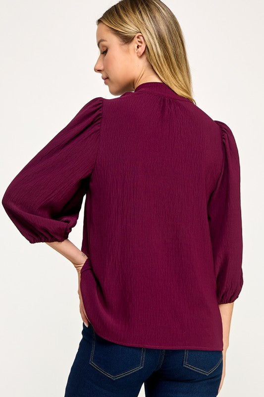 burgundy long sleeve tops