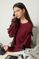 burgundy long sleeve knit bow sleeve sweater