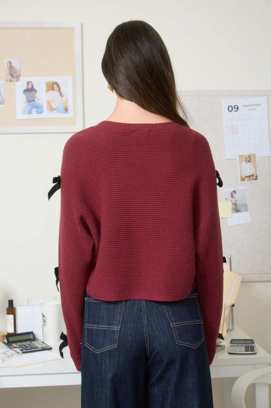 burgundy knit pullover sweater