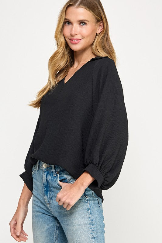 black flowy dressy top