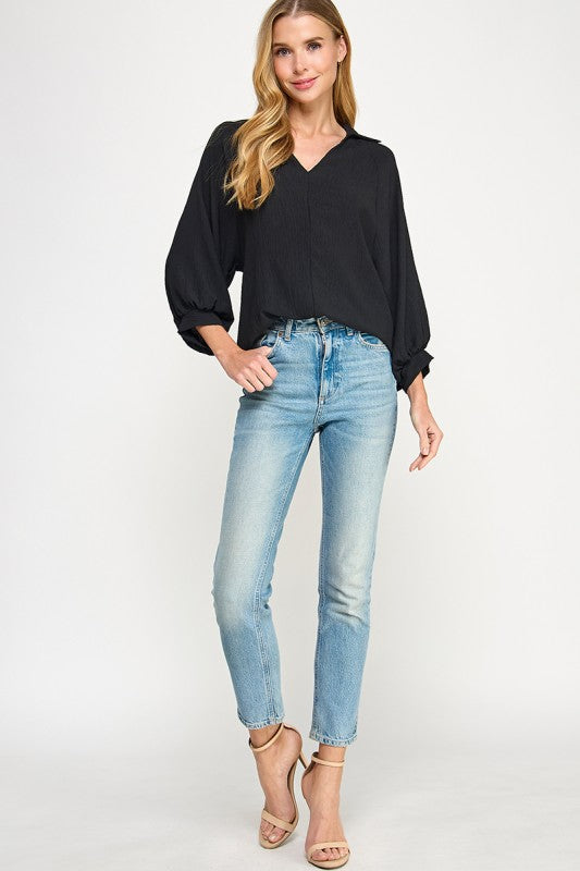 2 hearts black long sleeve top