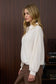 Cream Ribbed Long Sleeve Collar Top