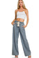 wide leg denim elastic pants