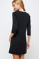 black quarter length sleeve shift dress