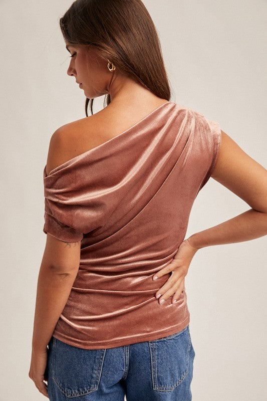 pink velvet short sleeve top