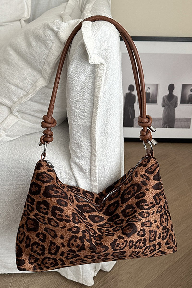 leopard faux suede purse