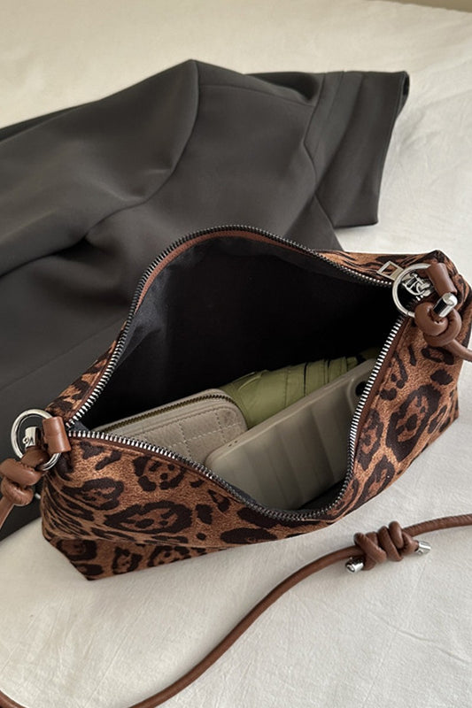 leopard zipper shoulder bag