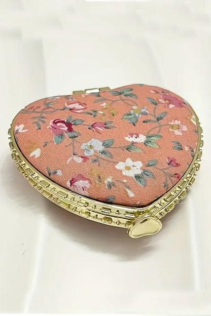 pink floral heart mirror