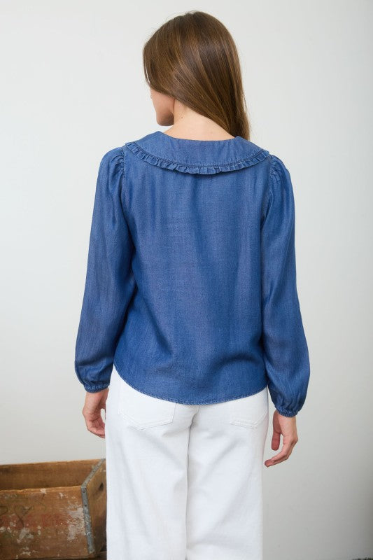 blu pepper long sleeve denim top