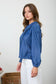 blue long sleeve denim top