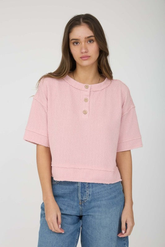blu pepper pink short sleeve boxy top