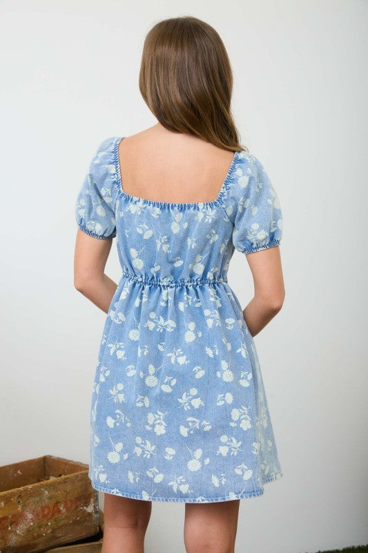 light denim short sleeve dress