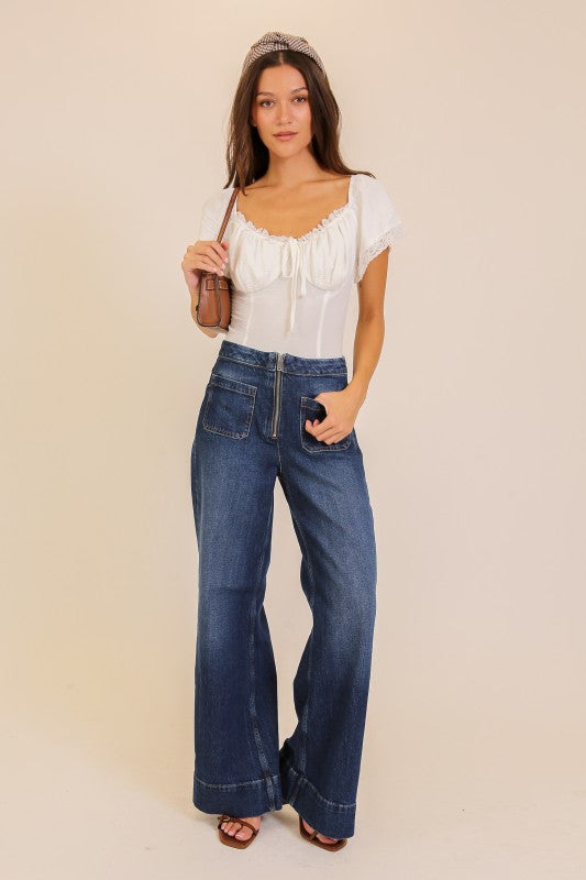 timing white short lace sleeve top