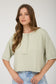 sage green boxy henley short sleeve top