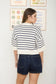cream and navy striped knit top