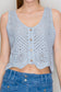 light blue sleeveless crochet top