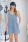 light wash sleeveless denim pocket shift dress