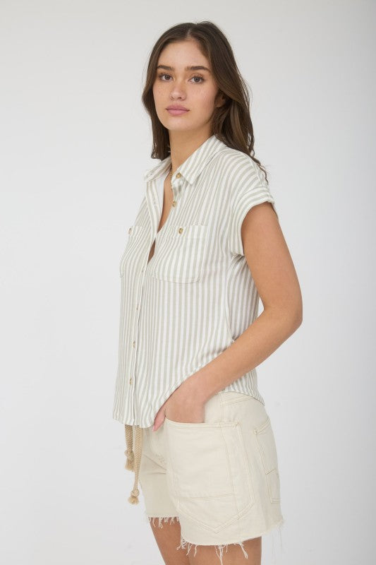 green striped collared top