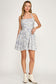 blue floral sleeveless halter mini dress