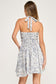 blue floral sleeveless short dress