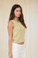green sleeveless knit button top