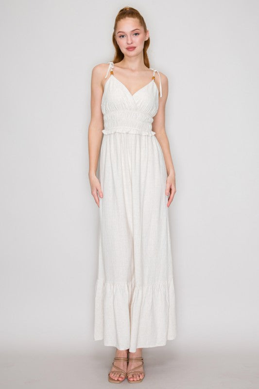 Light Oatmeal Sleeveless Maxi Dress
