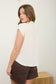 oatmeal short sleeve button top