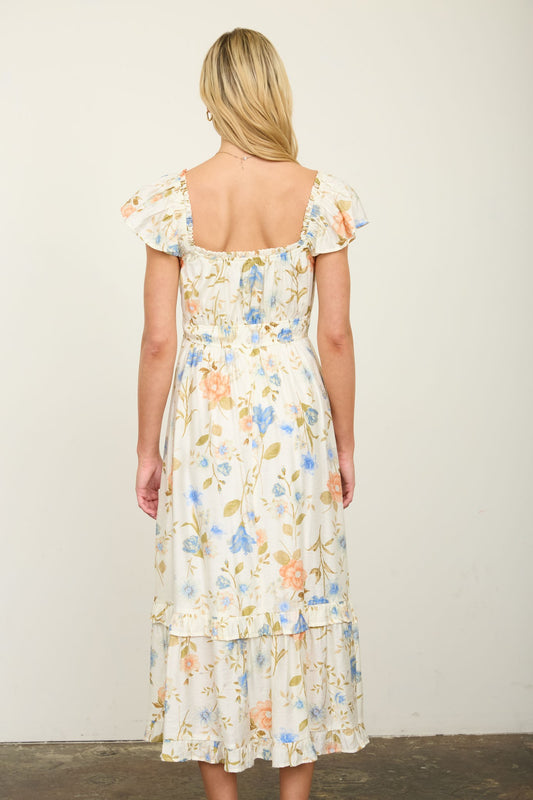 white floral long dress