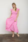 pink sleeveless long dress