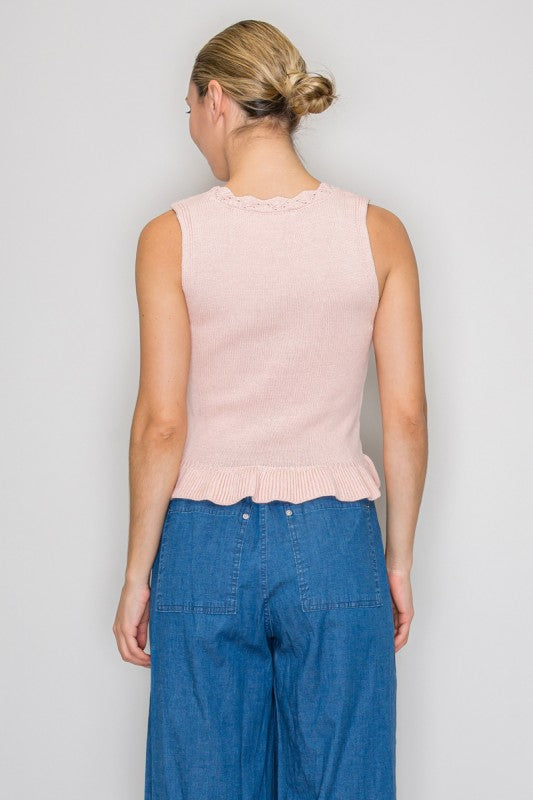 pink knit tank top