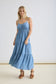 blu pepper blue sleeveless fit and flare chambray dress