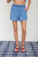 blu pepper blue elastic waist shorts