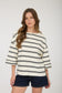 blu pepper cream striped quarter length sleeve top