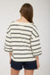 cream striped boat neck top