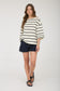 cream striped fall transition top