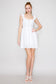 white elastic waist ruffle sleeve dress