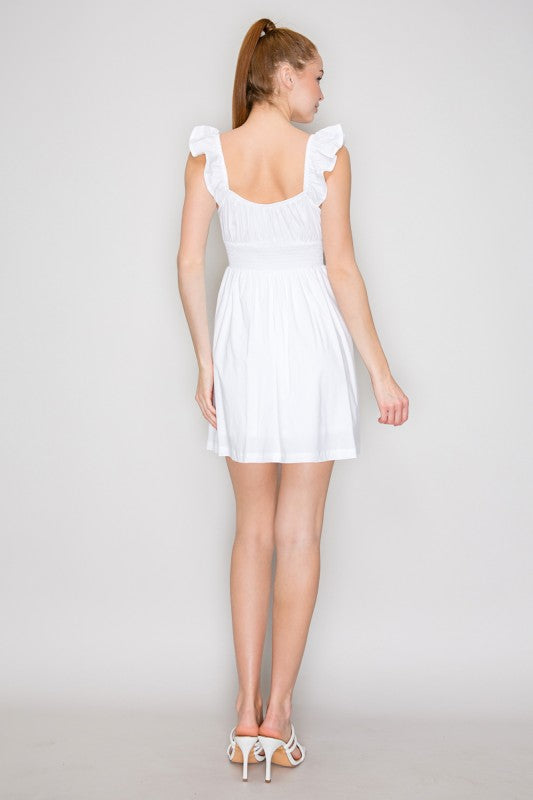 white fit and flare short dress