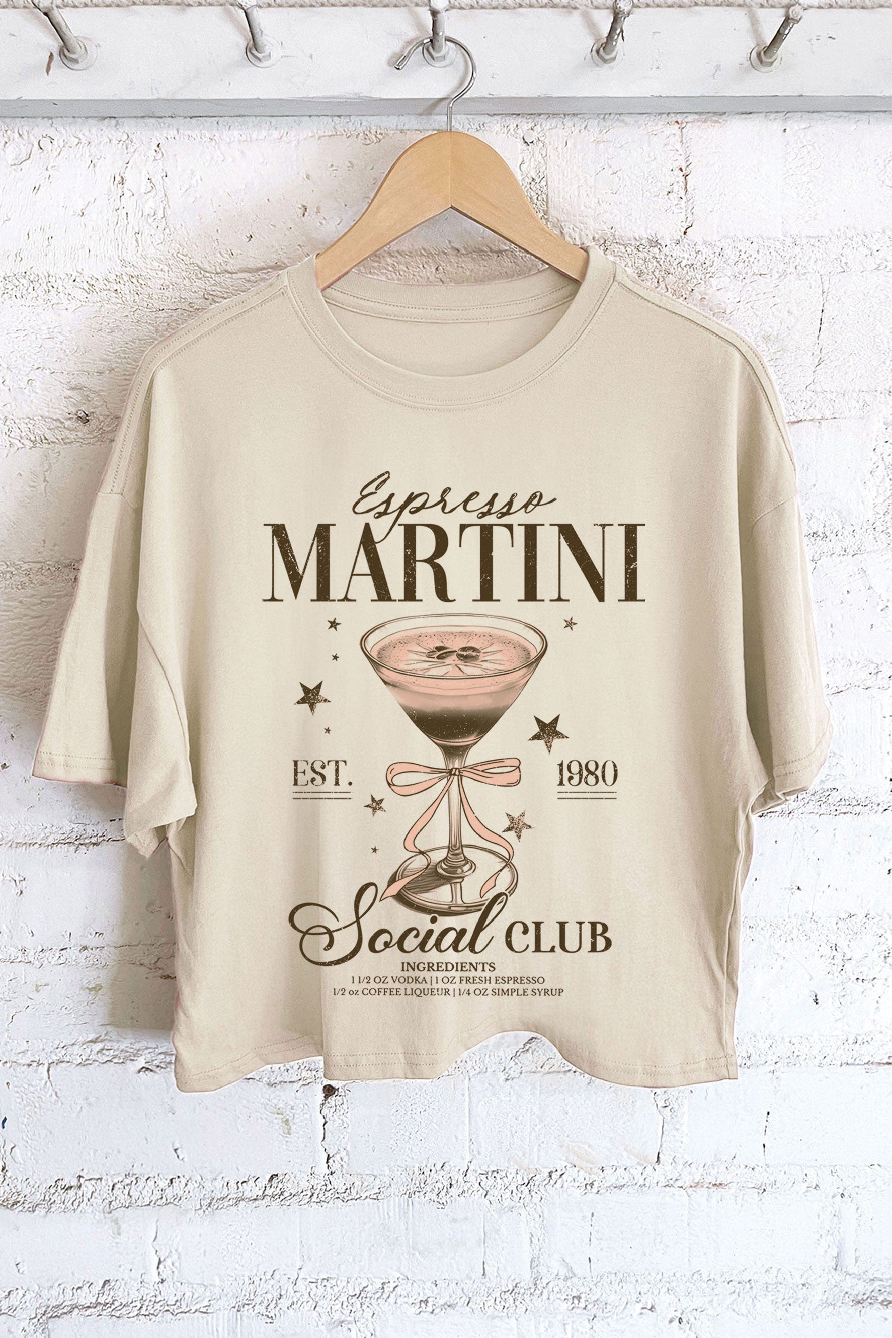 rustee khaki espresso martini long crop tee