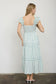 Sage Floral Striped Smocked Midi Dress