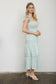 Sage Floral Striped Smocked Midi Dress