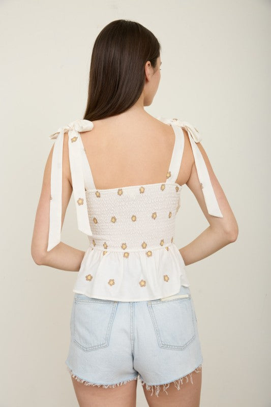 blu pepper ivory floral sleeveless top