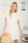 cream and khaki striped short sleeve t-shirt dress