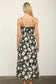 black floral spaghetti strap midi dress