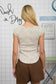 mocha ribbed short sleeve top