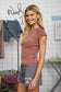 fitted short sleeve rust top