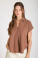 blu pepper brown collared short sleeve top