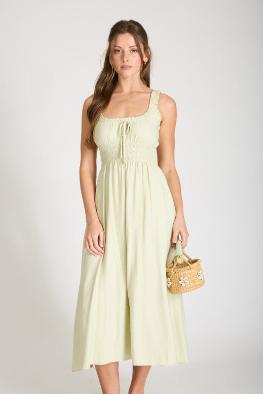 light green sleeveless long dress