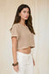 light mocha short sleeve button crochet cardigan top