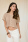 cropped button short sleeve cardigan
